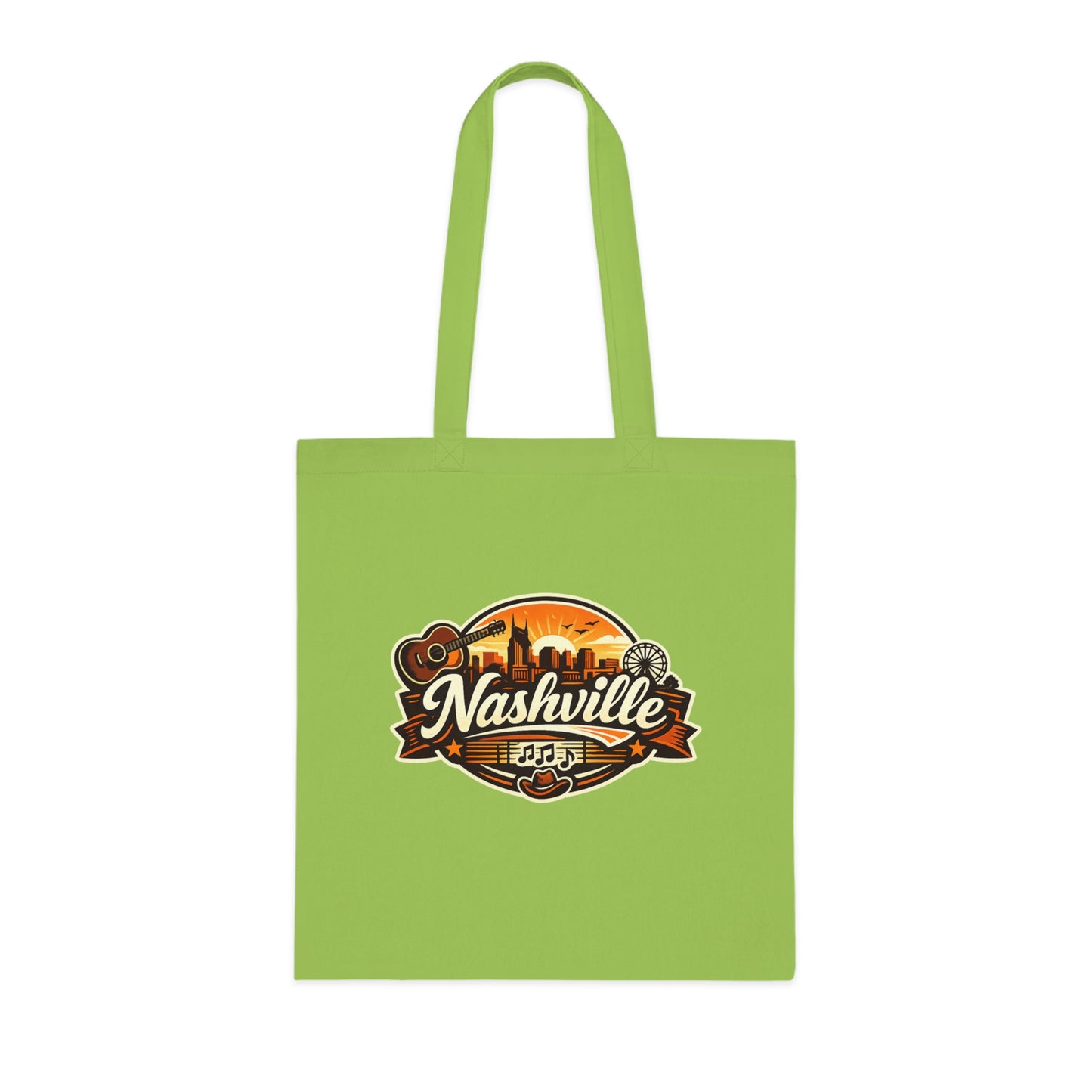 Nashville Retro Badge Tote Bag — Music City Souvenir Cotton Tote