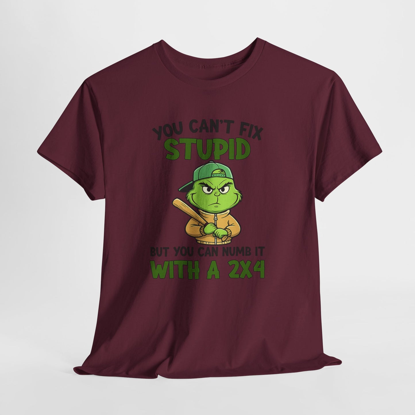 Funny Carpenter T‑Shirt — "You Can't Fix Stupid But You Can Numb It With a 2x4"
