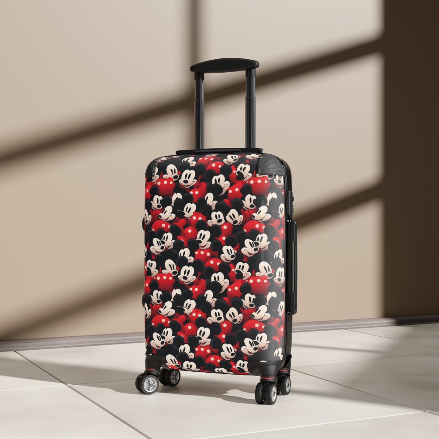 Mickey Mouse Pattern Carry-On Suitcase – Retro Disney Travel Luggage