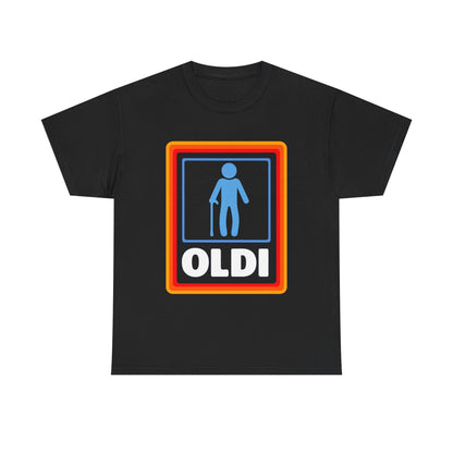 Oldi Retro Logo Tee — Funny Elderly Humour T-Shirt