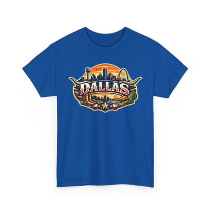 Dallas Skyline Retro Tee — Vintage Cityscape T‑Shirt with 'Dallas' Graphic