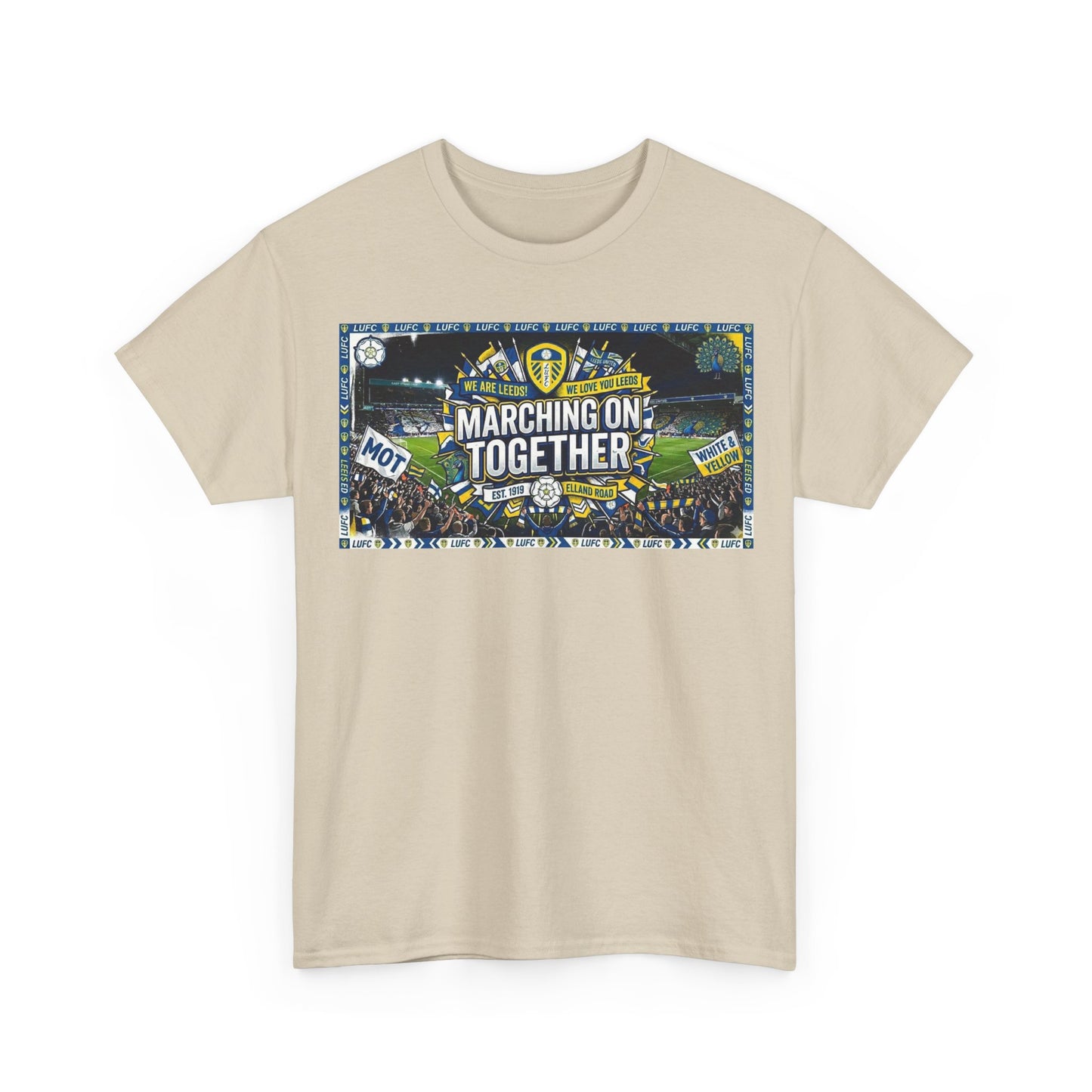 Leeds United T-Shirt — "Marching On Together" Fan Tee (Soccer Supporter Graphic)