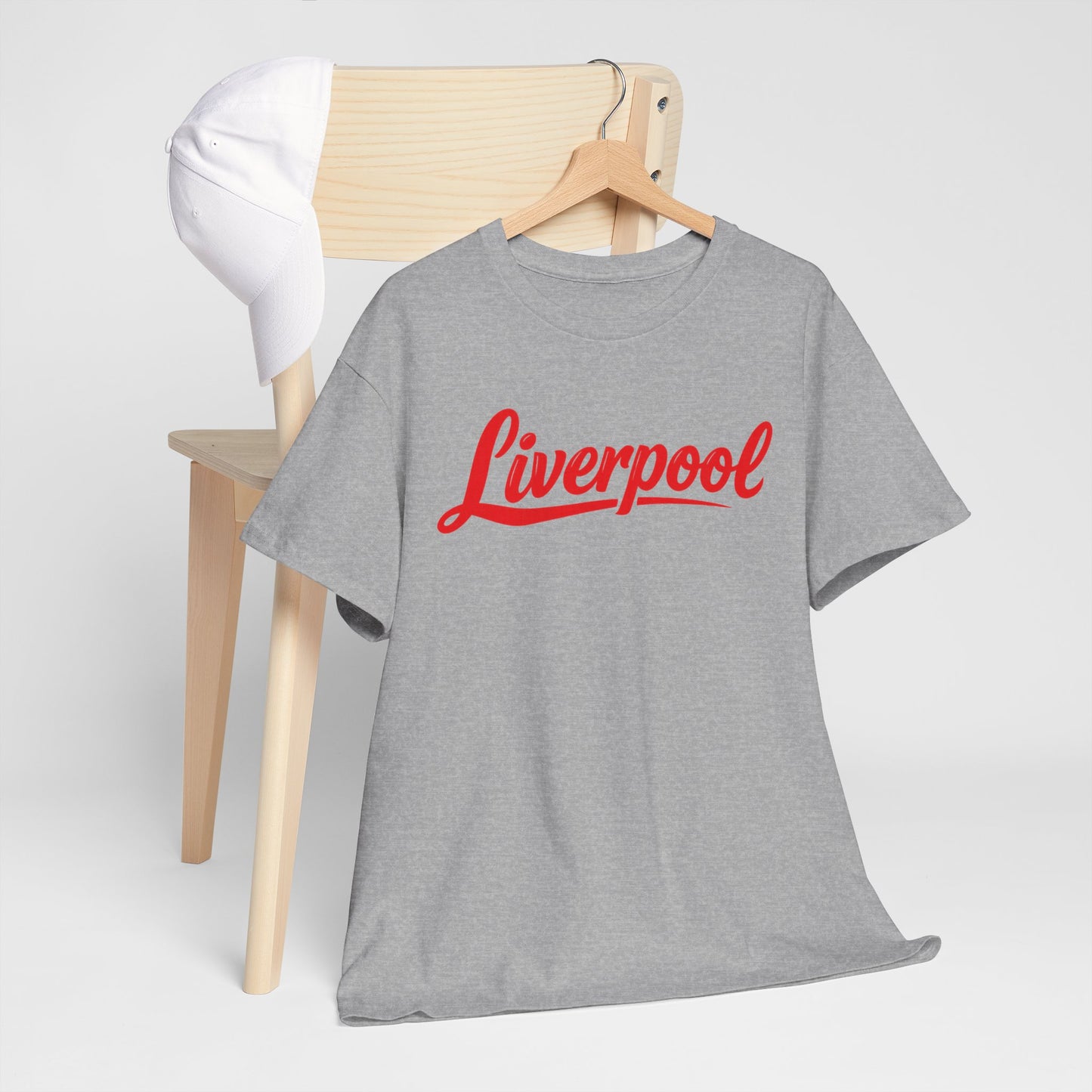 Liverpool Script T-Shirt — Retro Red Logo Tee for Fans