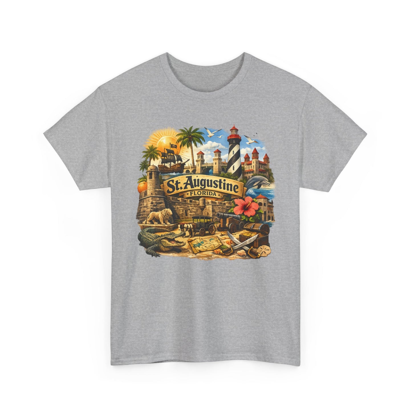 St. Augustine Florida Vintage Travel Tee — Retro Beach & Lighthouse Souvenir T-Shirt