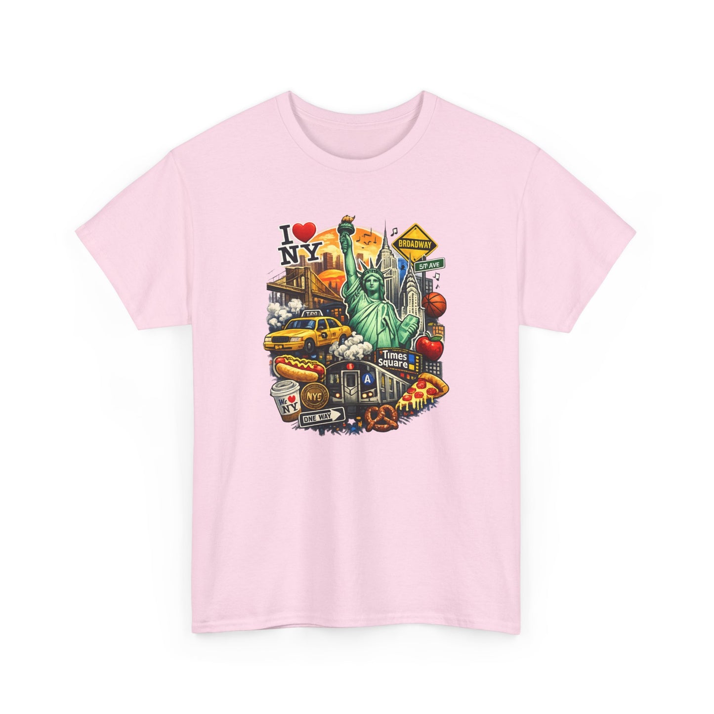 New York City Icons T-Shirt — Statue of Liberty, Taxi & I  NY Collage Tee