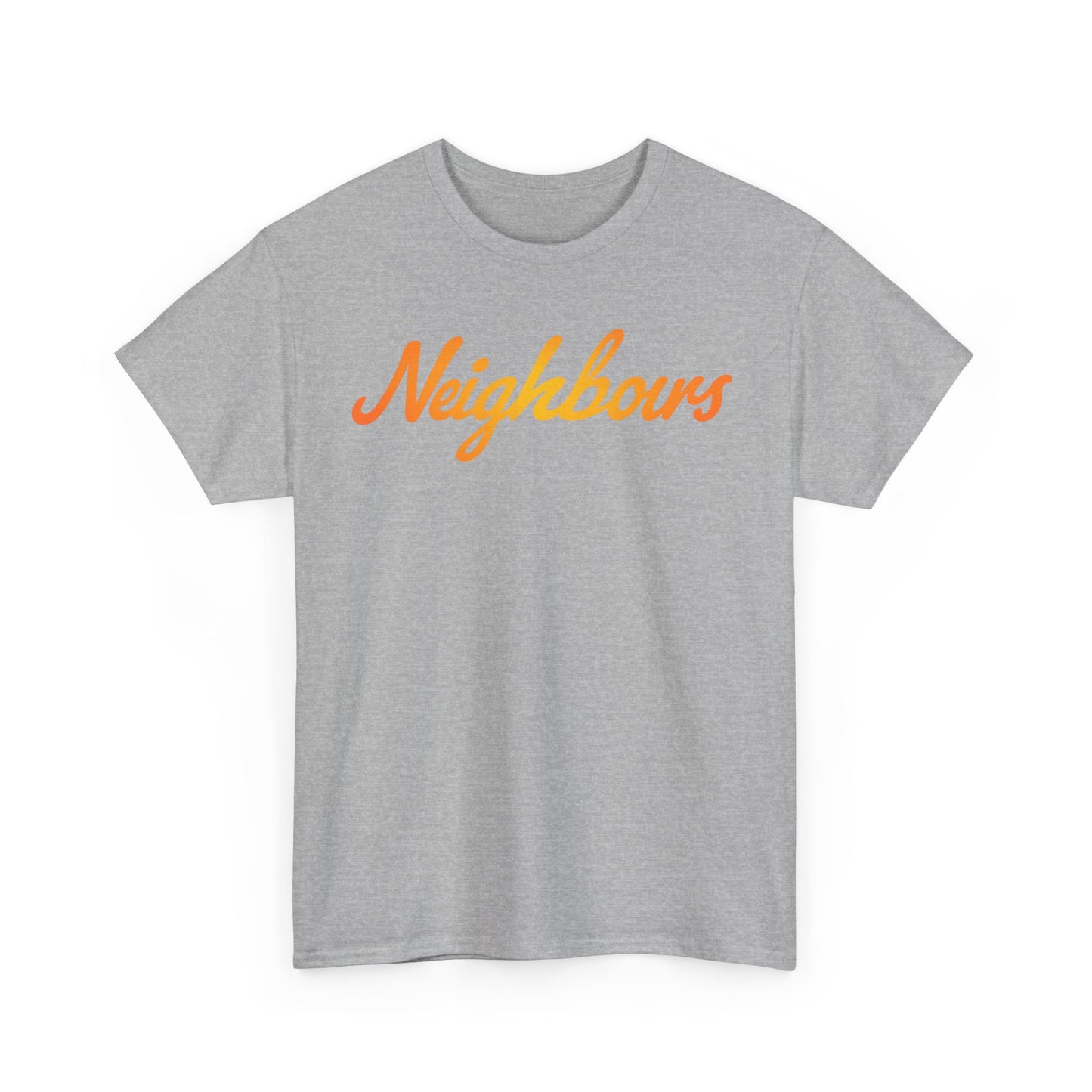 Neighbours Script T‑Shirt — Retro Orange Neighborhood Tee