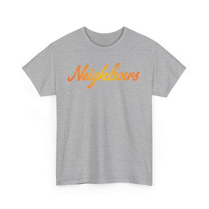 Neighbours Script T‑Shirt — Retro Orange Neighborhood Tee