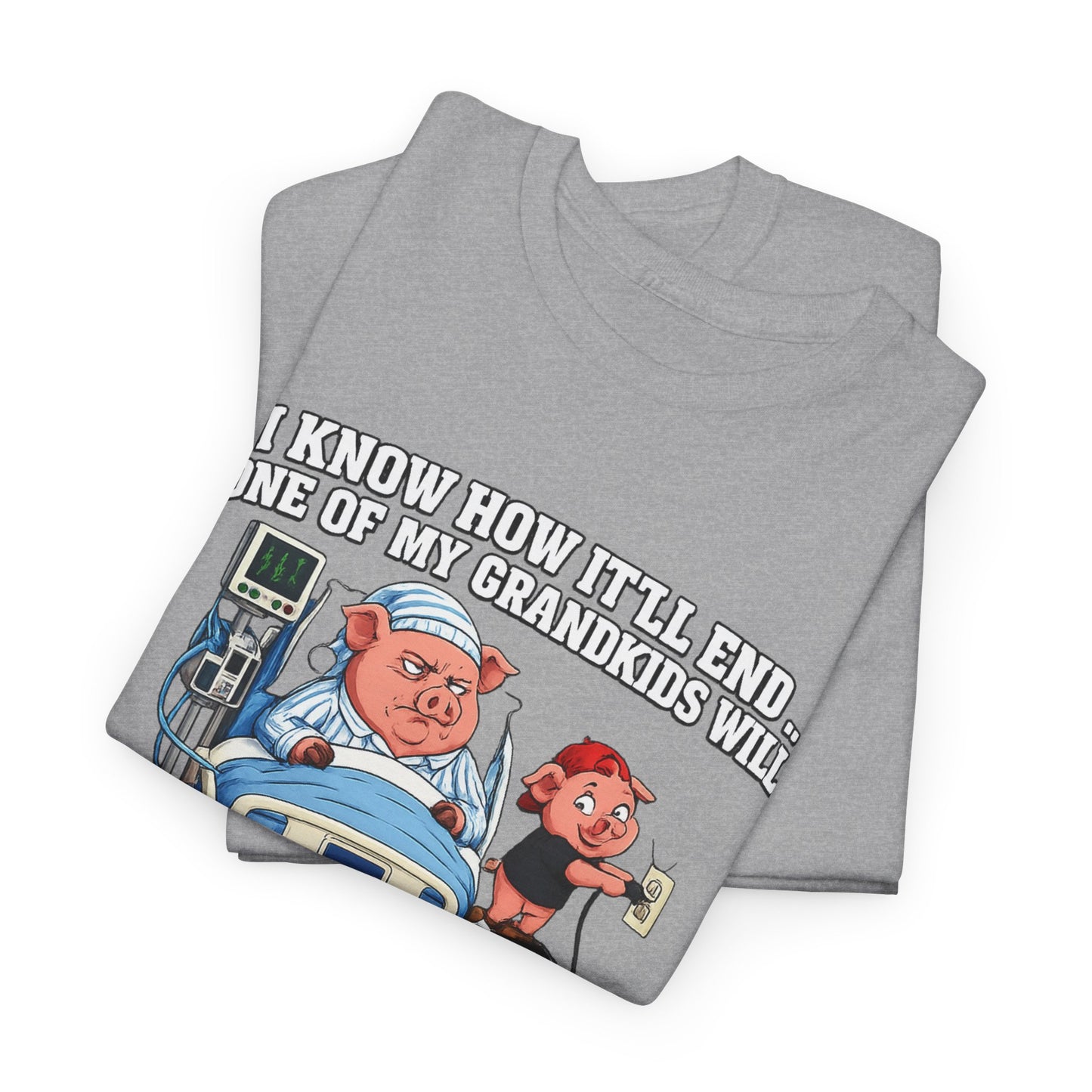 Funny Grandpa T-Shirt - "Unplug My Life Support to Charge Their Phone" Grandpa Humor Tee