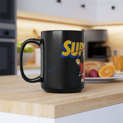 Super Ted Superhero Mug — Cute Vintage Cartoon Coffee Cup (11oz, 15oz)