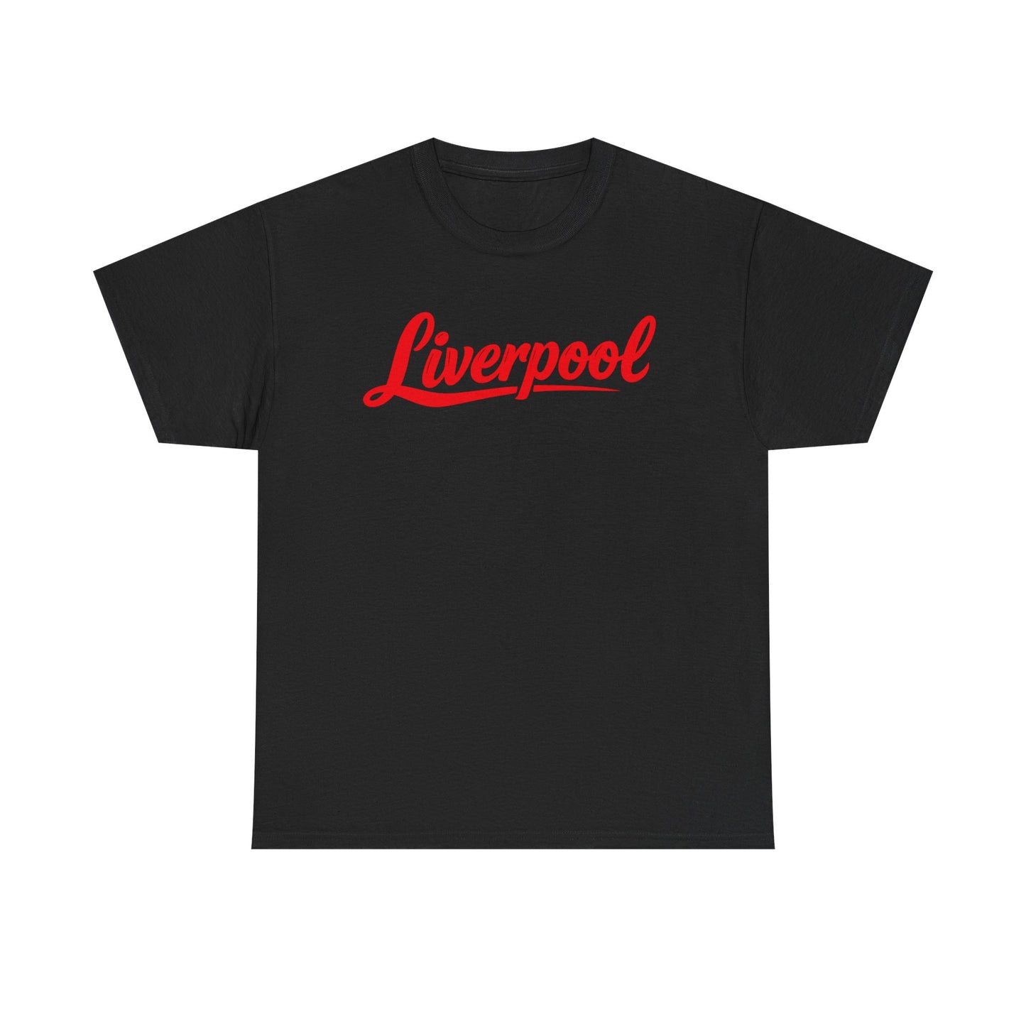 Liverpool Script T-Shirt — Retro Red Logo Tee for Fans