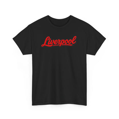 Liverpool Script T-Shirt — Retro Red Script Football Fan Tee