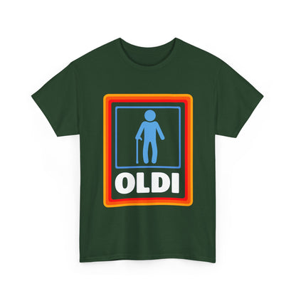 Oldi Retro Logo Tee — Funny Elderly Humour T-Shirt