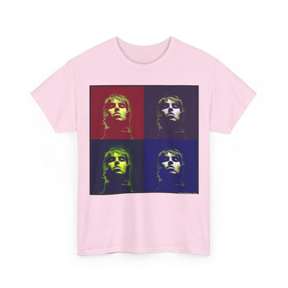 Liam Gallagher Oasis Pop Art Portrait T-Shirt - Retro Color Block Music Icon Tee