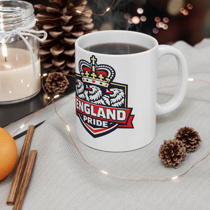England Pride Ceramic Mug — Crowned Lion 11oz & 15oz Coffee Cup