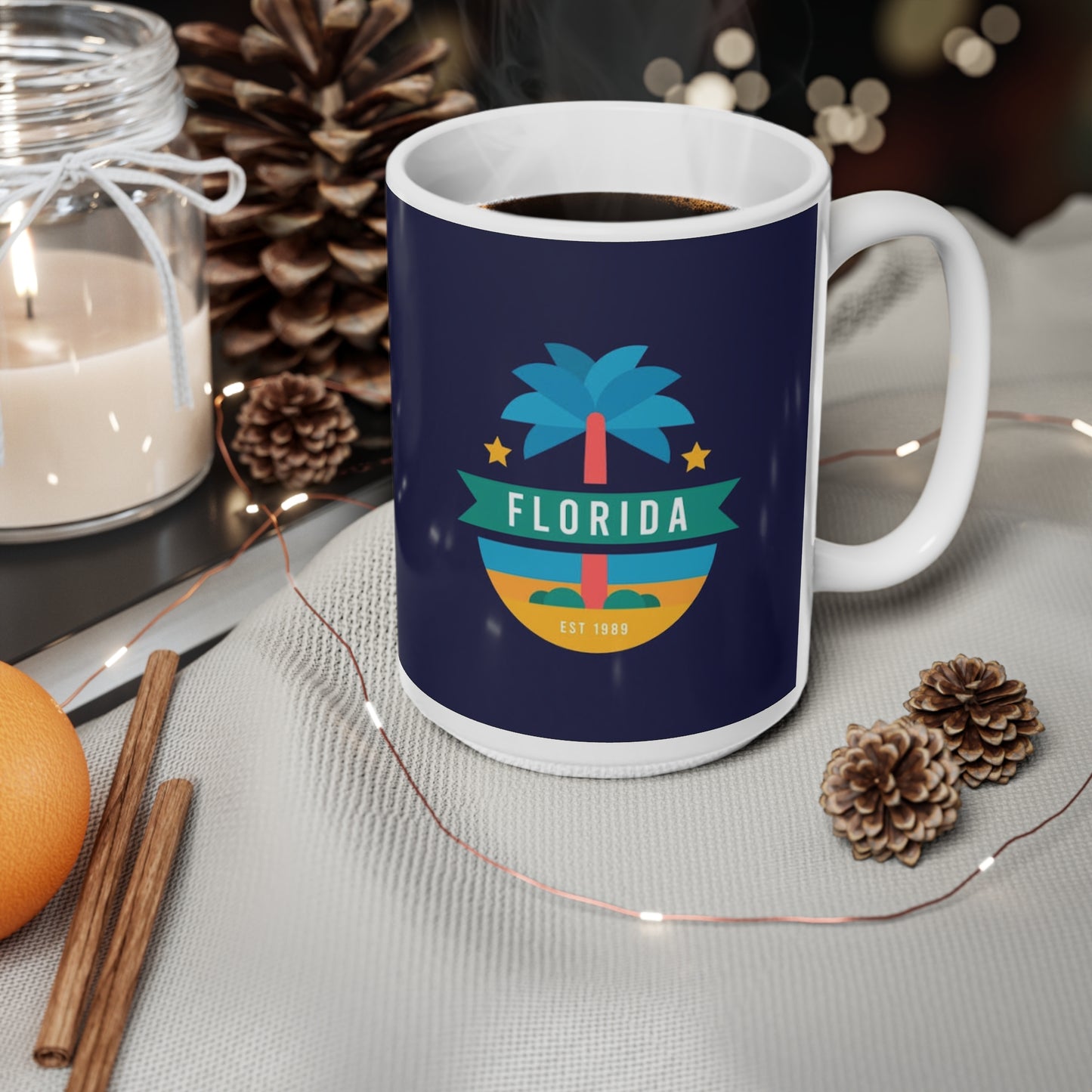 Florida Palm Beach Coffee Mug — Retro Vacation Ceramic Mug (11oz & 15oz)