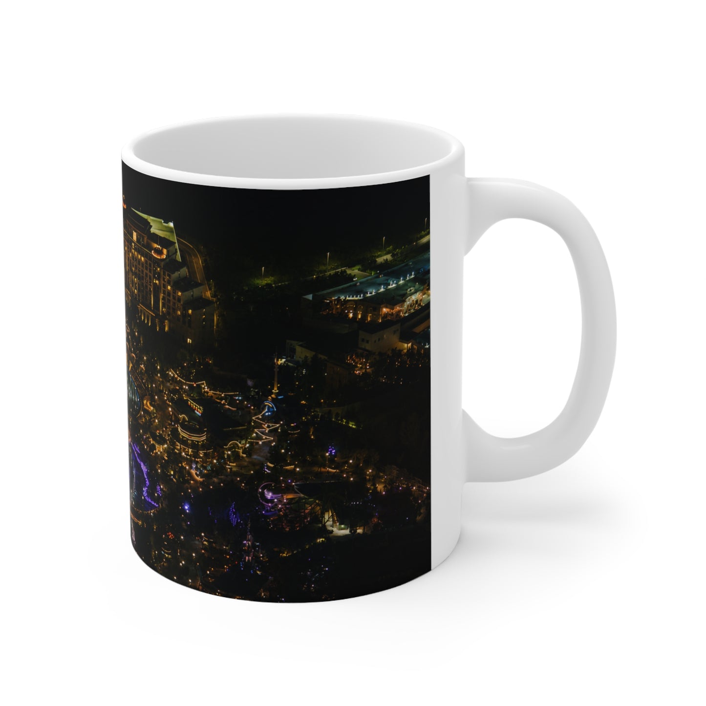 Epic Universe Nightscape Ceramic Coffee Mug — Neon Skyline 11oz & 15oz