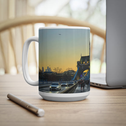 London Tower Bridge Photo Mug – Sunrise Cityscape Ceramic Coffee Cup (11oz, 15oz)