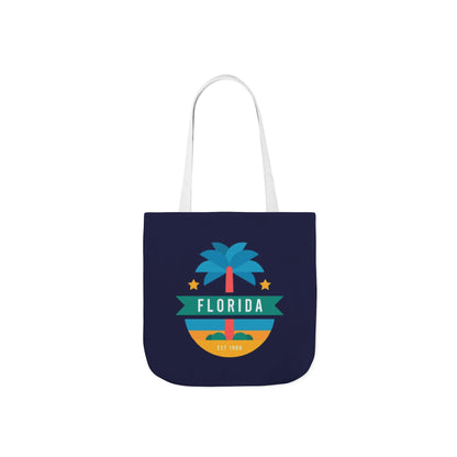 Florida Palm Beach Canvas Tote Bag — Retro Sunshine Travel Tote