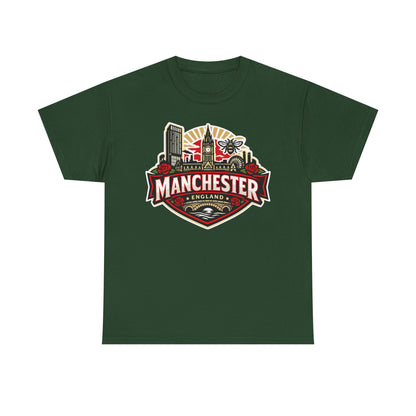 Manchester England Skyline T-Shirt — Vintage City Crest Tee