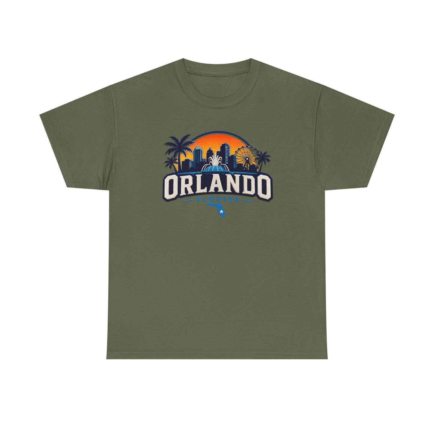 Orlando Florida Sunset T-Shirt — Retro Skyline & Palm Tree Vacation Tee