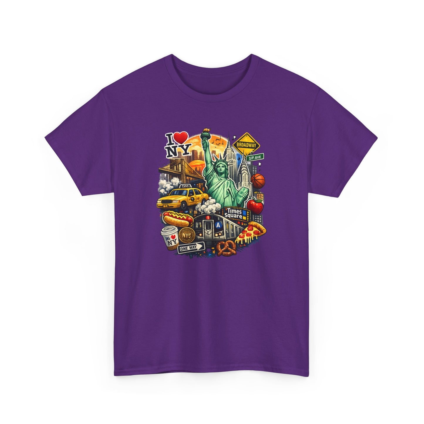 New York City Icons T-Shirt — Statue of Liberty, Taxi & I  NY Collage Tee