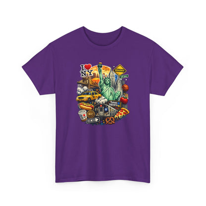 New York City Icons T-Shirt — Statue of Liberty, Taxi & I  NY Collage Tee