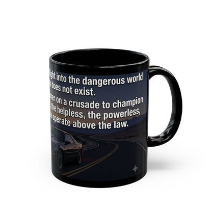 KITT Knight Rider Quote Black Mug — Retro Techno Car Coffee Cup (11oz/15oz)
