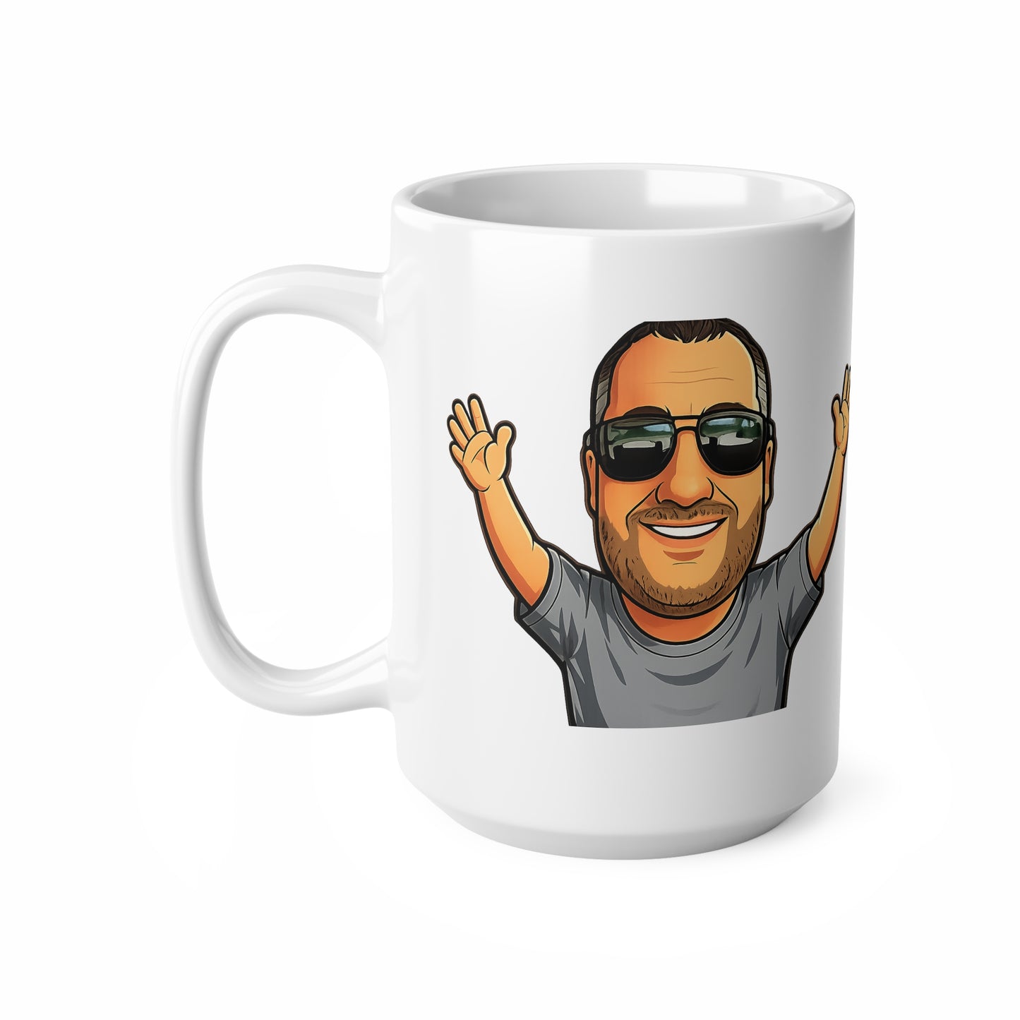 Happy Man Ceramic Coffee Cups, 11oz, 15oz
