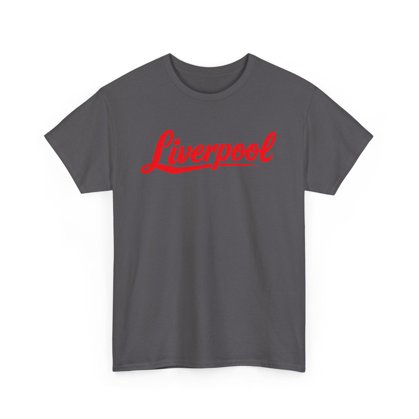 Liverpool Script T-Shirt — Retro Red Logo Tee for Fans