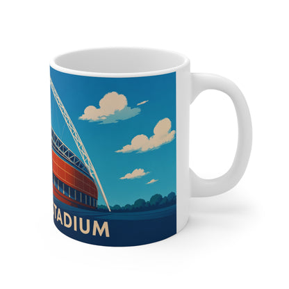 Wembley Stadium Ceramic Mug — Illustrated London Landmark Coffee Cup (11oz, 15oz)