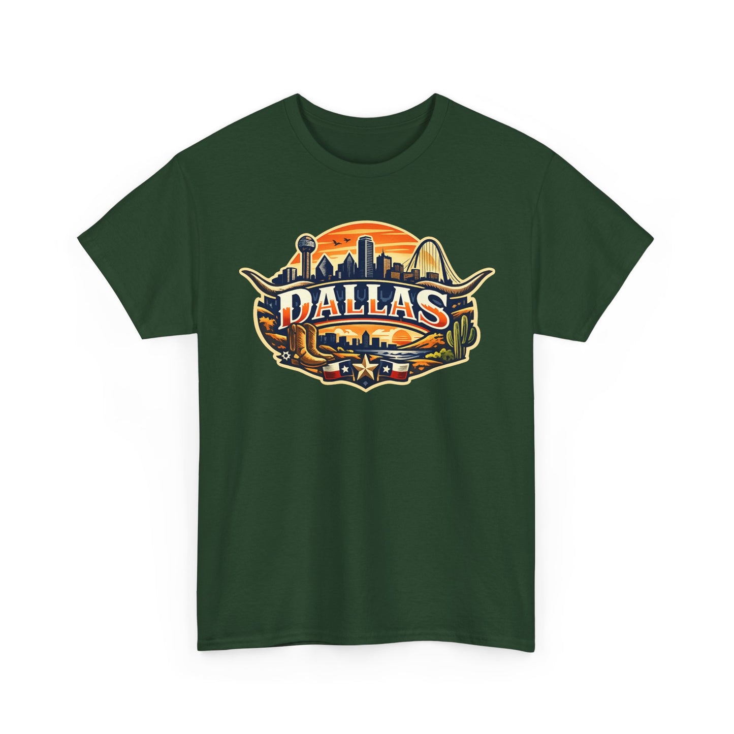 Dallas Skyline Retro Tee — Vintage Cityscape T‑Shirt with 'Dallas' Graphic