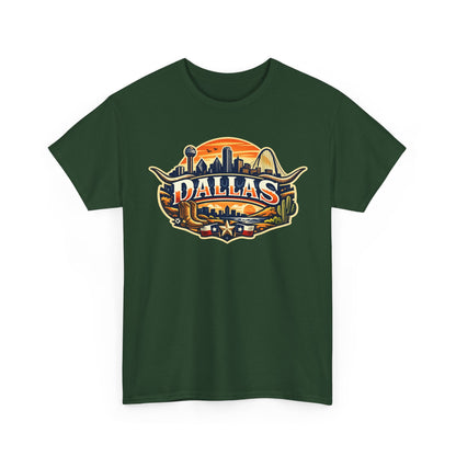 Dallas Skyline Retro Tee — Vintage Cityscape T‑Shirt with 'Dallas' Graphic