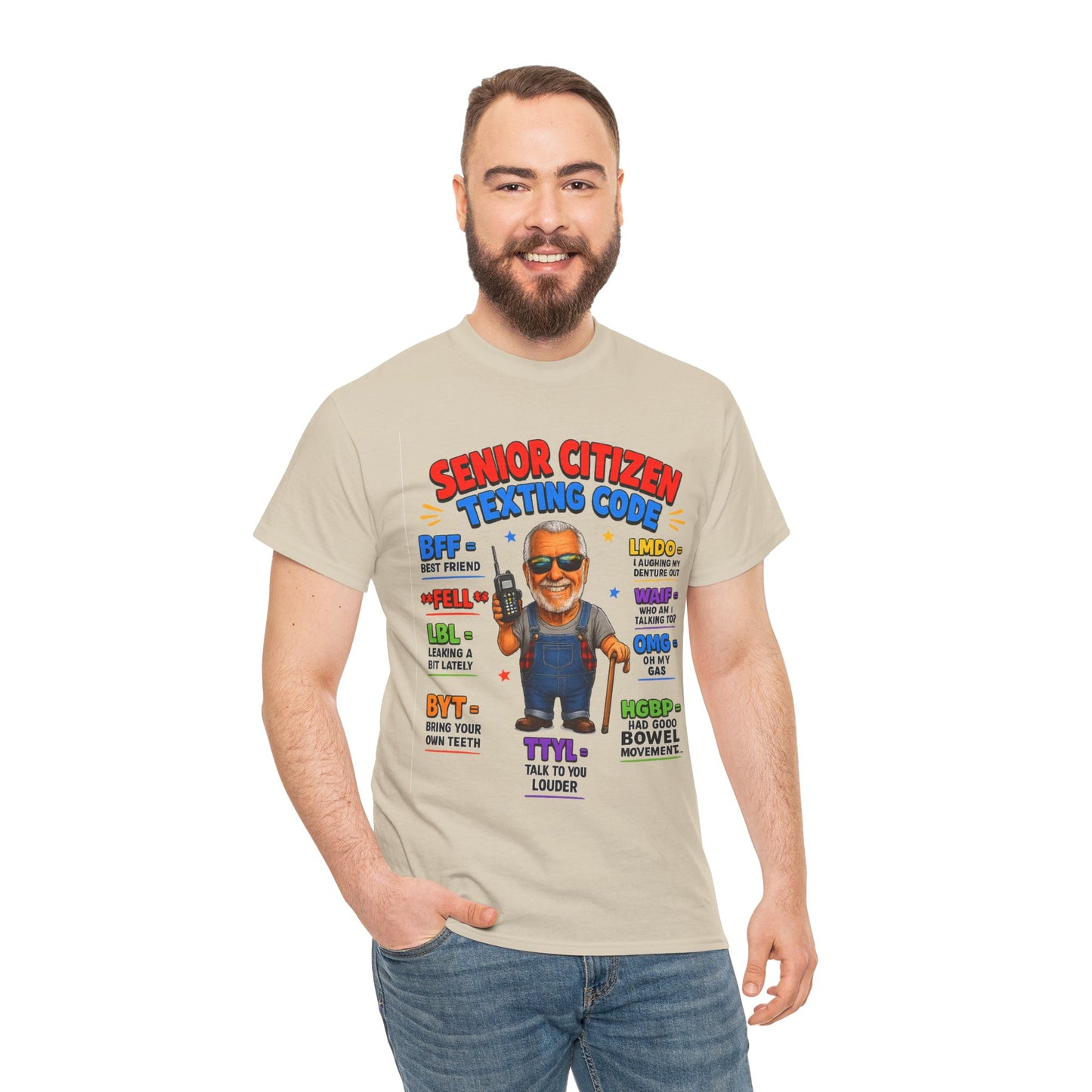 Senior Citizen Texting Code T-Shirt — Funny Grandpa Grandma Retirement Gift