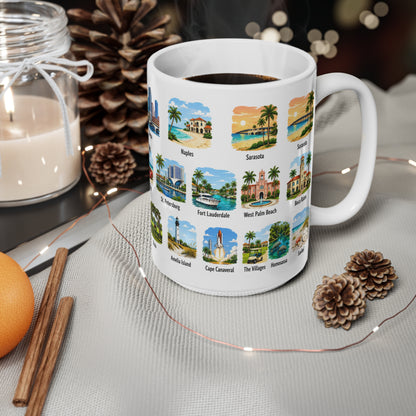 Florida Cities Scenic Ceramic Coffee Mug – 11oz & 15oz Travel Souvenir Cup