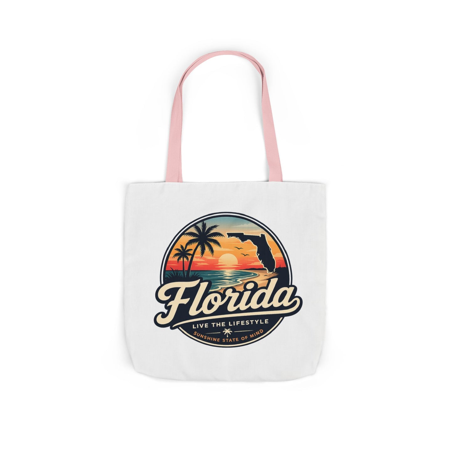 Florida Sunset Canvas Tote Bag — Retro Palm Beach Design