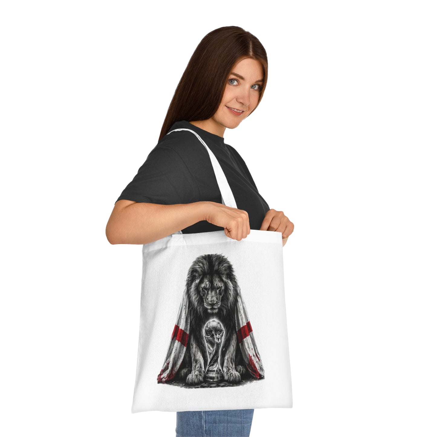England Lion Tote Bag – Protective Lion Illustration Cotton Tote