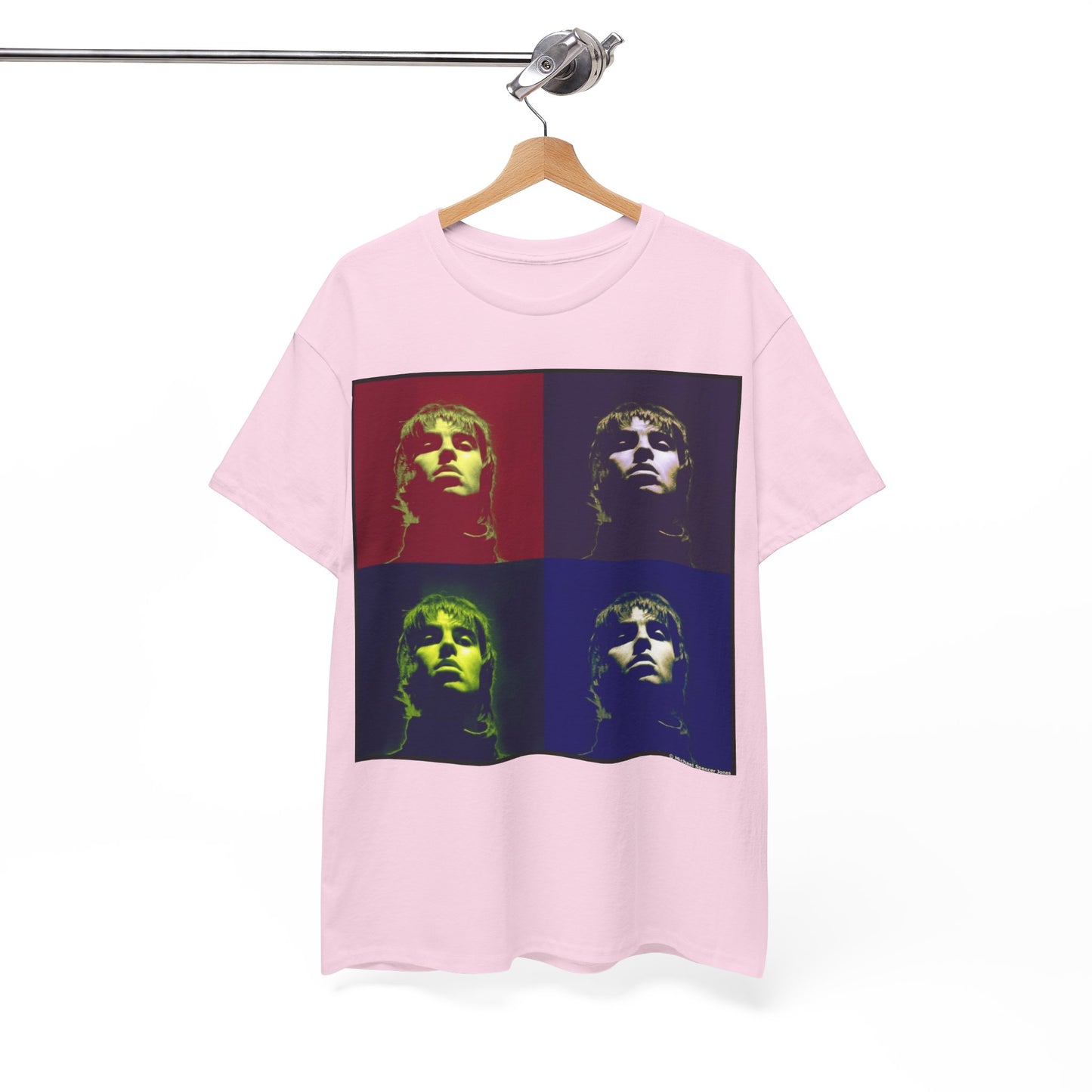 Liam Gallagher Oasis Pop Art Portrait T-Shirt - Retro Color Block Music Icon Tee
