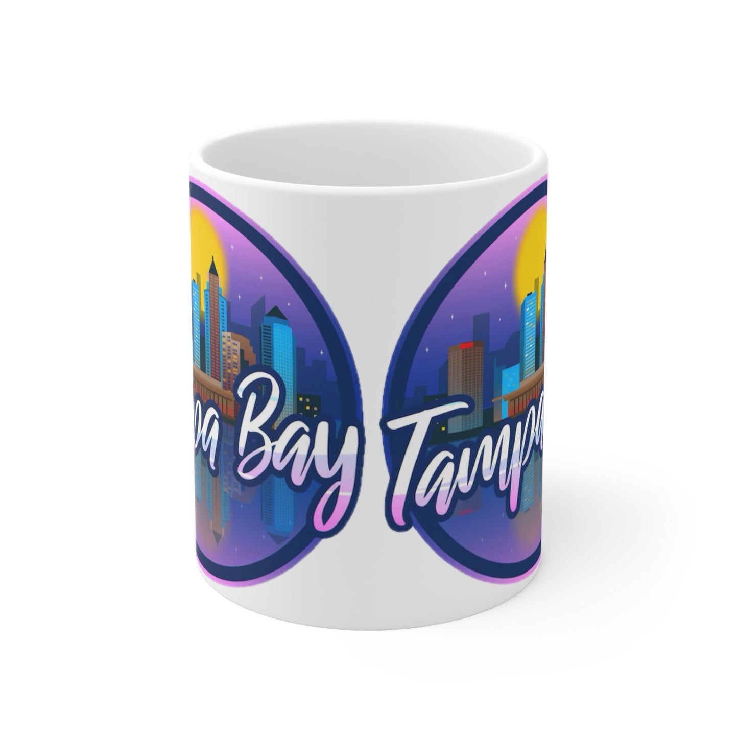 Tampa Bay Skyline Ceramic Coffee Mug — Retro Sunset Cityscape, 11oz & 15oz