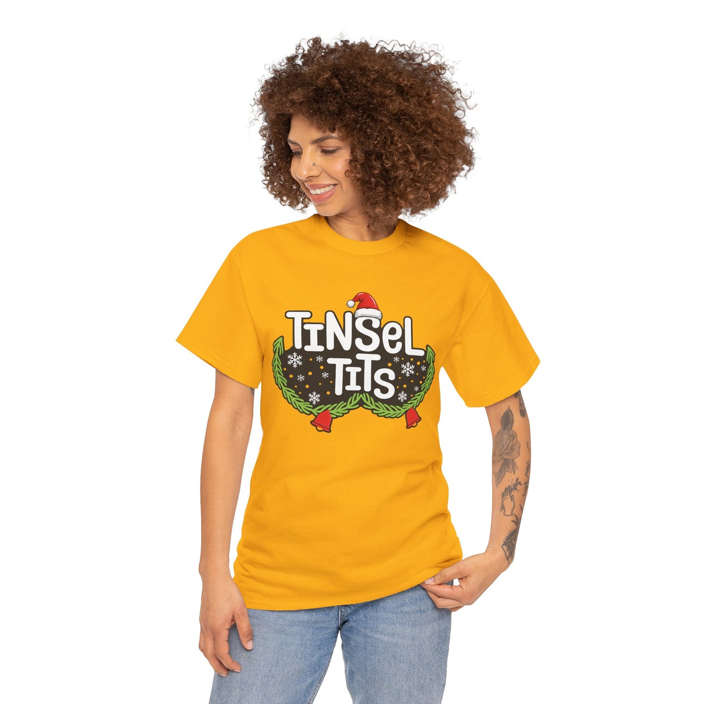 T-Shirt — "Tinsel Tits" Funny Christmas Wreath Holiday Tee