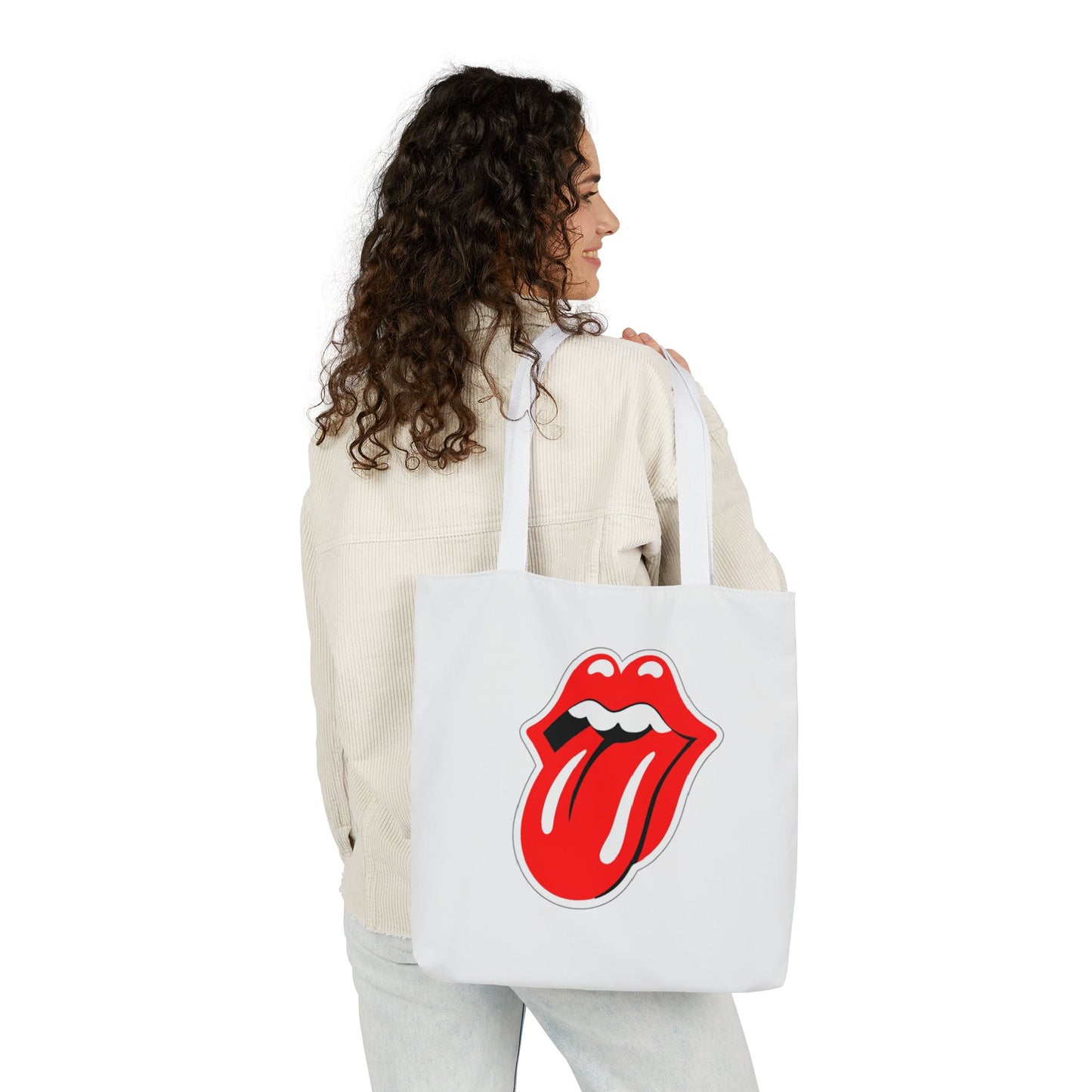 Rock & Roll Tongue Canvas Tote Bag — Retro Lip Graphic