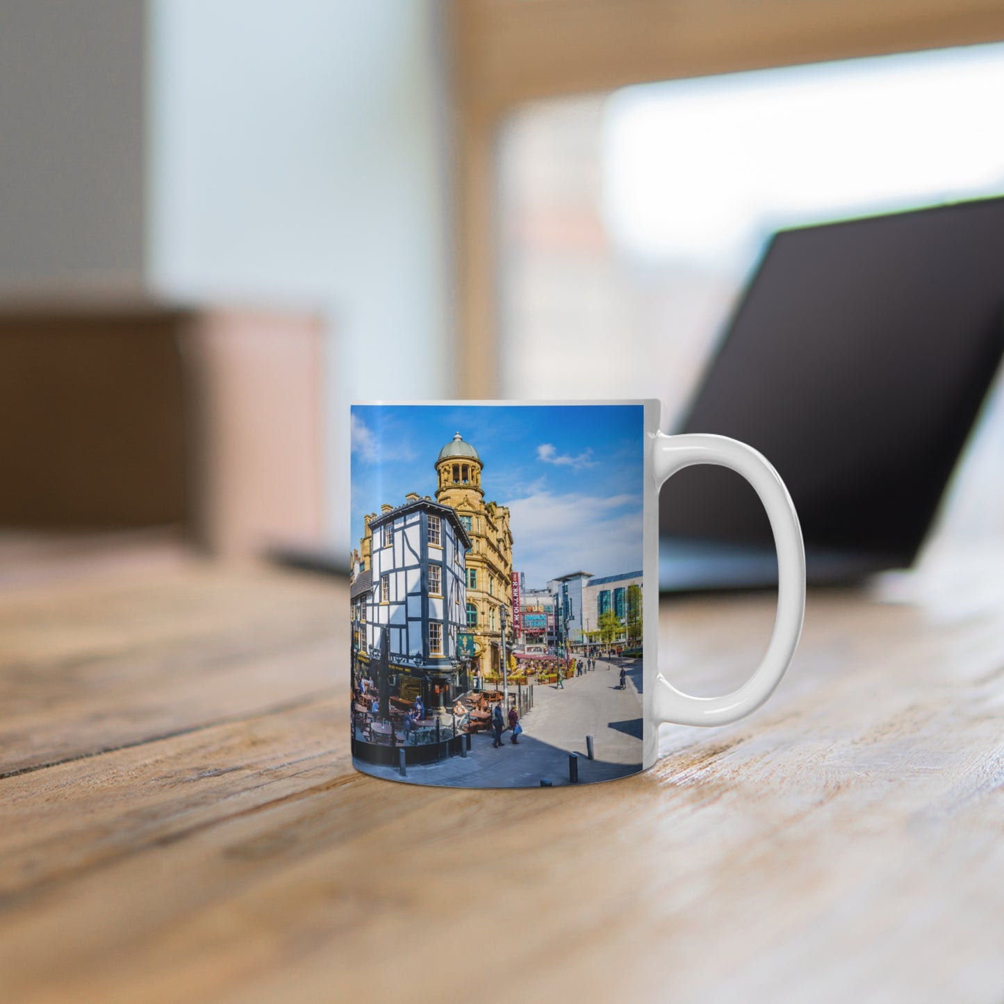 Manchester England Street Scene Ceramic Coffee Mug — 11oz & 15oz