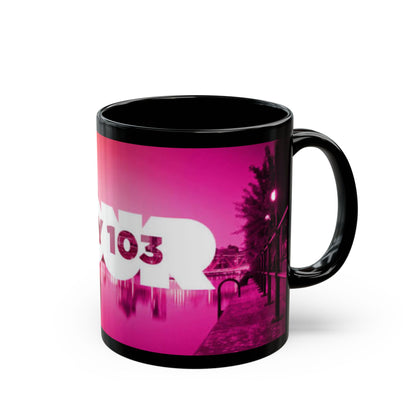 Black Mug — Key 103 Pink Cityscape Coffee Mug (11oz/15oz)