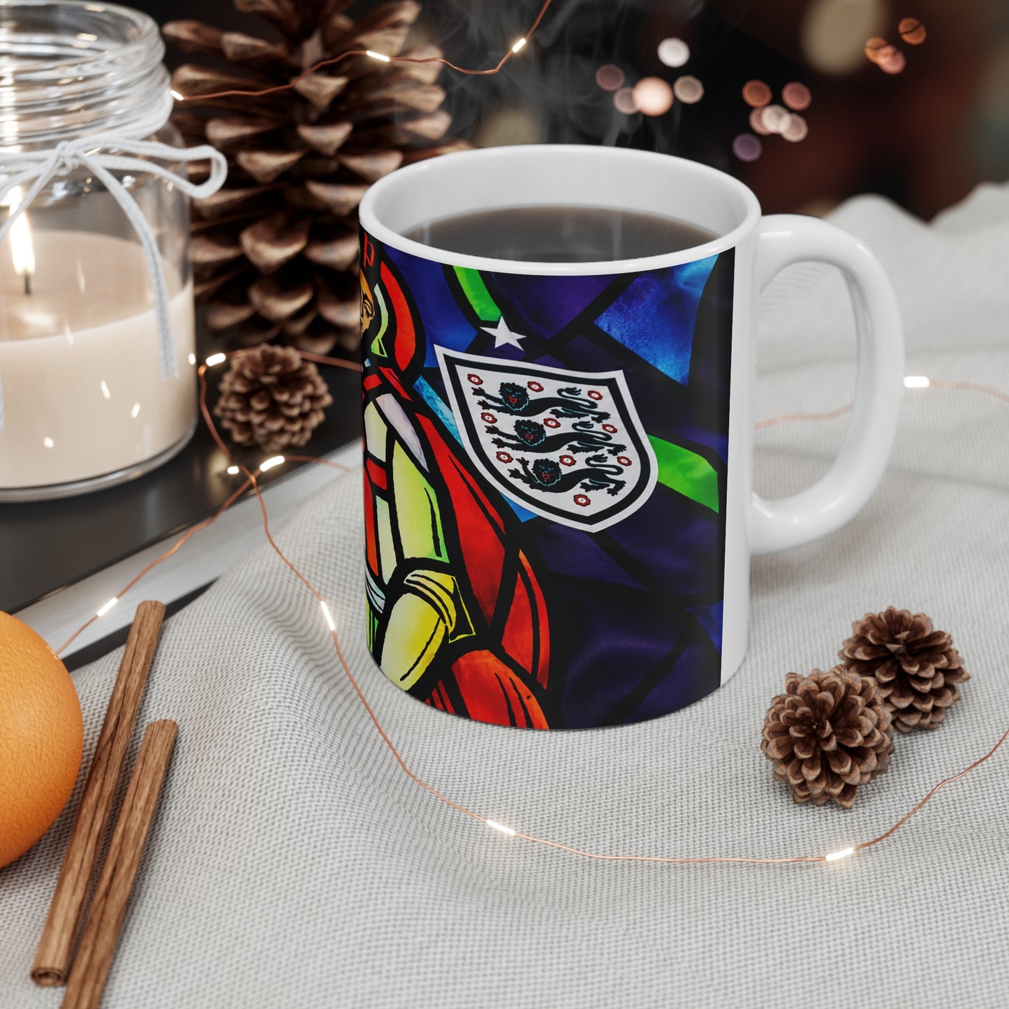 England St George Stained Glass Saint Ceramic Coffee Mug — 11oz & 15oz