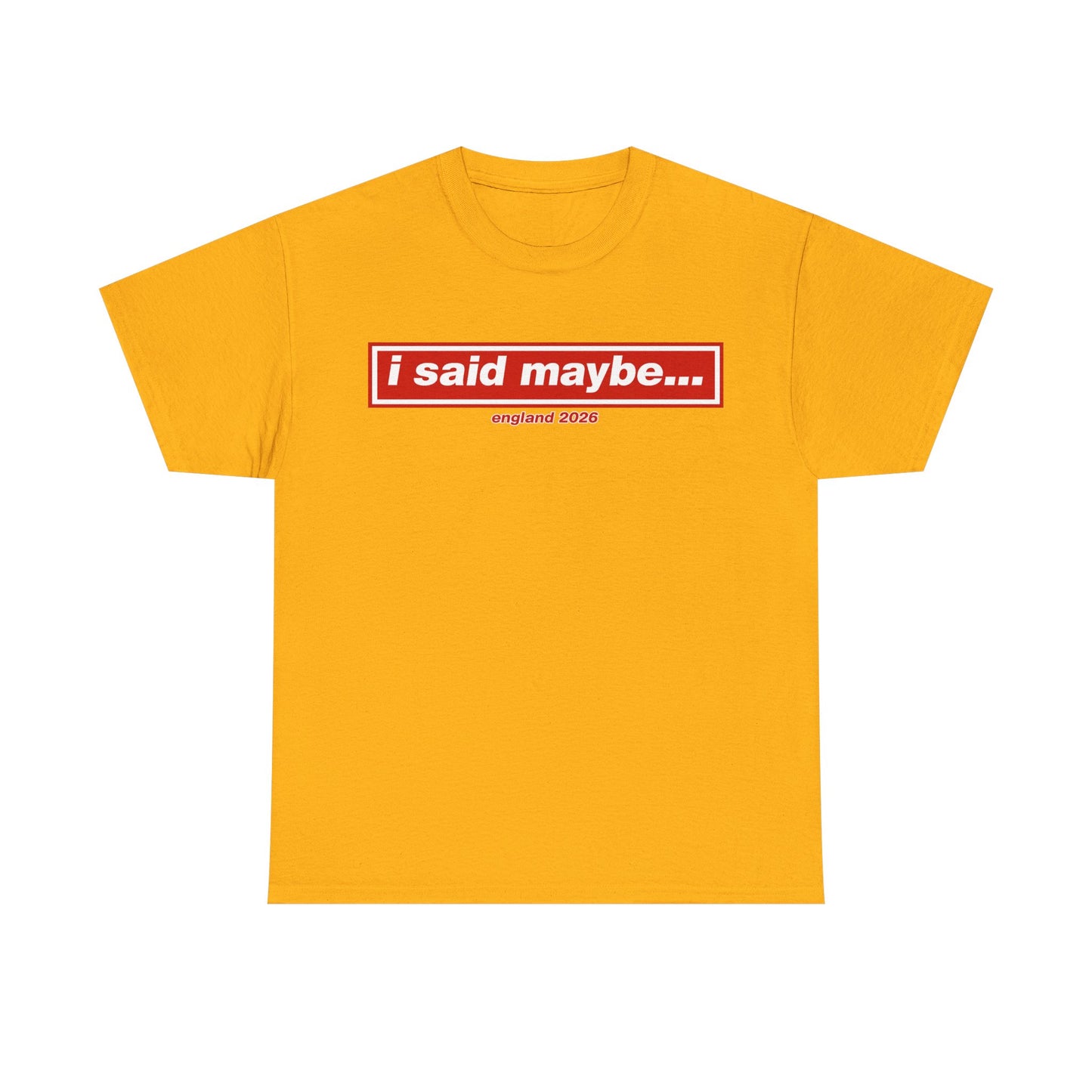 I Said Maybe Tee — Minimalist Red Logo Graphic T‑Shirt