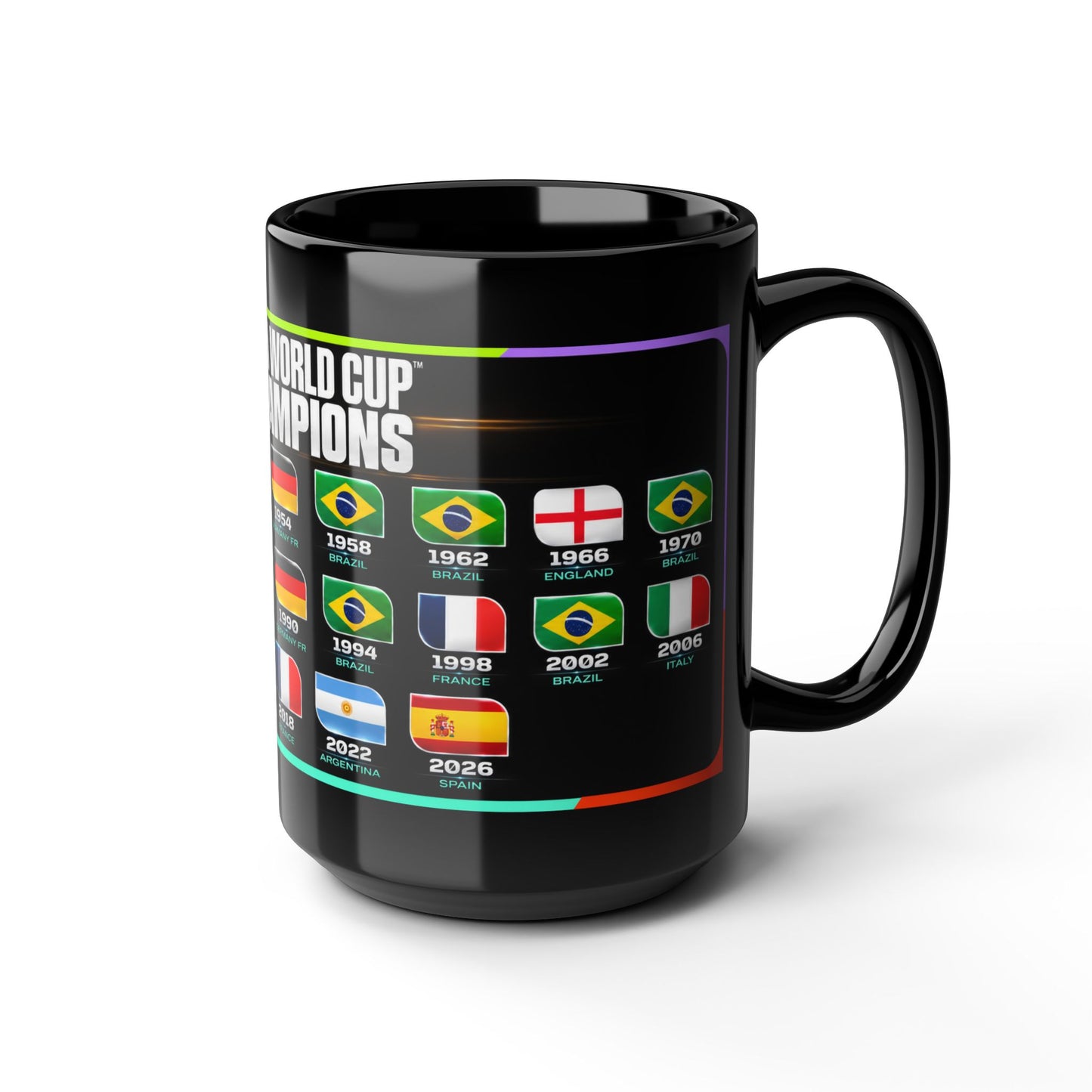 FIFA World Cup Champions Black Mug – All Winning Nations Timeline (11oz/15oz)