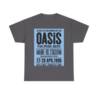 Oasis 1996 Maine Road Tour Poster T‑Shirt — Maine Rd. Stadium Concert Tee