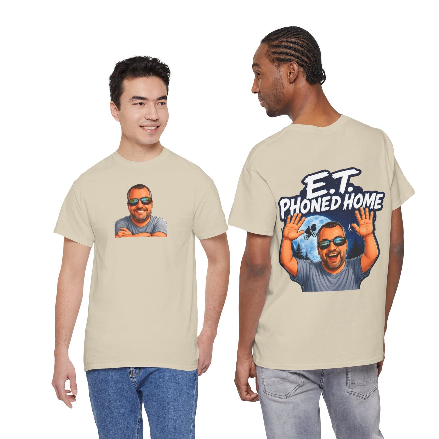 Graphic Tee — "E.T. Phoned Home" Smiling Guy Retro Design