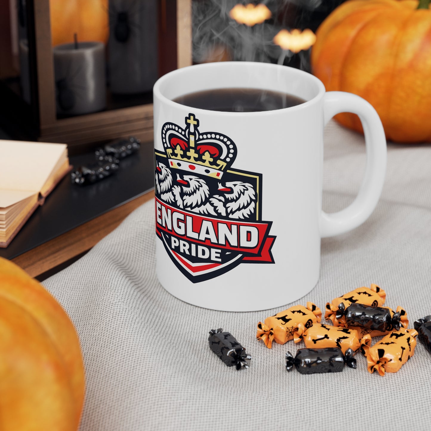 England Pride Ceramic Mug — Crowned Lion 11oz & 15oz Coffee Cup