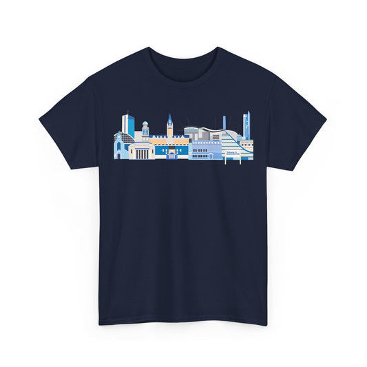 Manchester City Skyline Tee — Minimal Blue Urban Landscape T‑Shirt