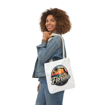 Florida Sunset Canvas Tote Bag — Retro Palm Beach Design